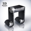Funky musical note 3d modern style icon isolated.